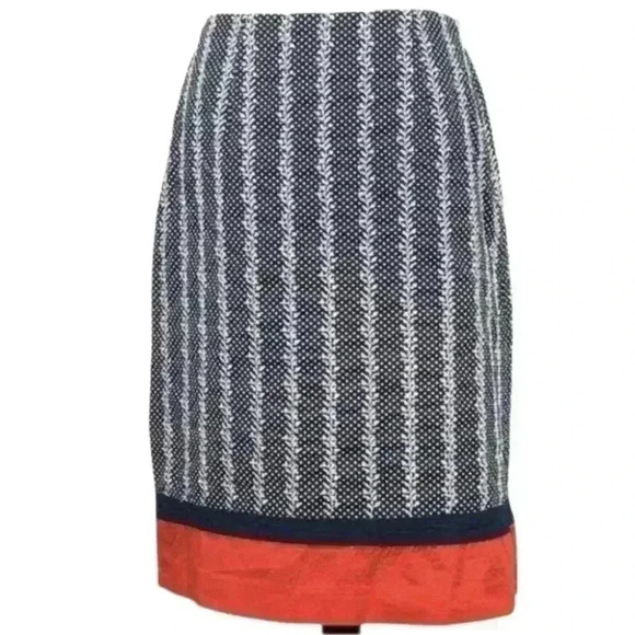 Talbots womens skirt size 4 navy blue red midi nautical pencil - Picture 8 of 8